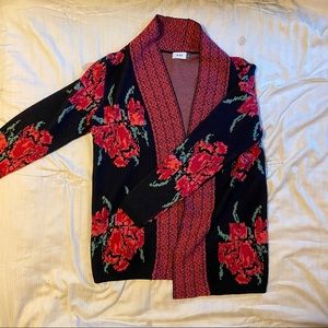 SPX Red, Green And Black Floral Cardigan